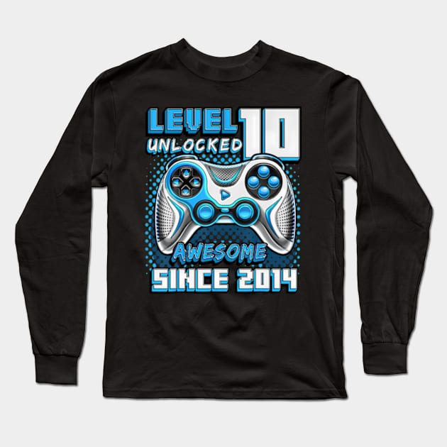 10th Birthday Gamer 10 Year Old Funny Bday Boy Ten Son Long Sleeve T-Shirt by Daysy1